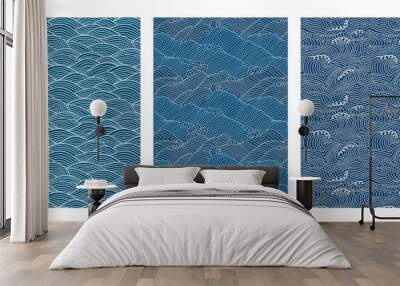 Japanese Swirl Sea Wave Abstract Vector Background Collection Wall mural