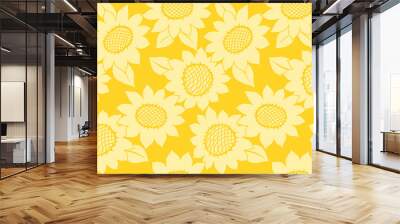 Japanese Yellow Sunflower Vector Seamless Pattern Wall mural