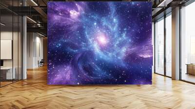 Purple-toned galaxy holographic background with a surreal, night-illuminated effect, full of stars Wall mural