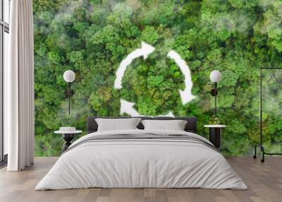 environment sustainable circular economy for future growth of business Carbon neutral and net zero environment A climate-neutral long-term strategy greenhouse  targets on nature background Wall mural