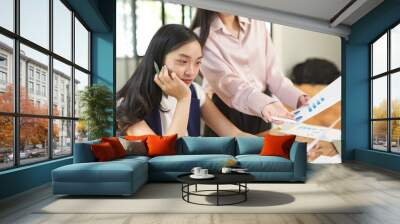 Asian woman succeeds at office Wall mural