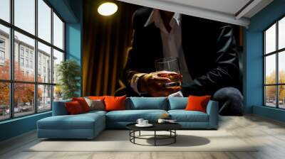 businessmen holding a glass of whiskey Wall mural