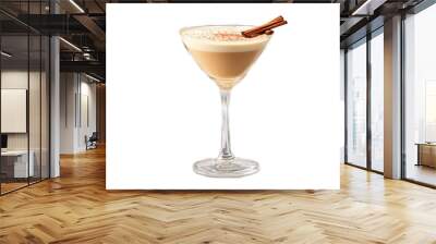 Brandy Alexander An elegant cocktail glass with creamy brown liquid nutmeg sprinkle and cinnamon stick Wall mural