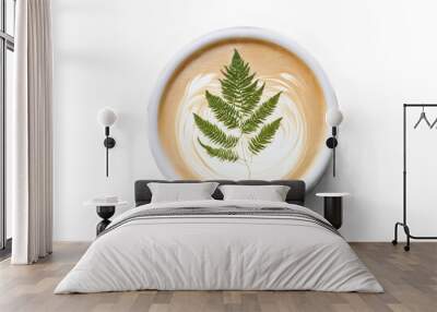 Flat White A velvety flat white in a minimalist glass with a delicate fern latte Wall mural