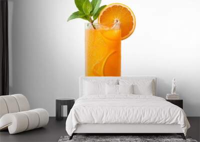 Zimbabwean Mazoe Orange Crush in tall glass garnished with slice of orange and sprig Wall mural