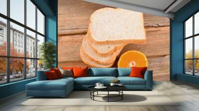 Bread on wooden background Wall mural