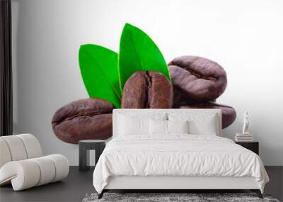 Coffee beans isolated on white background Wall mural