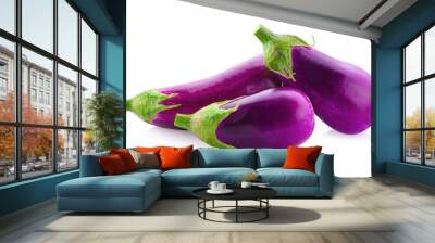 Purple eggplant on a white background Wall mural