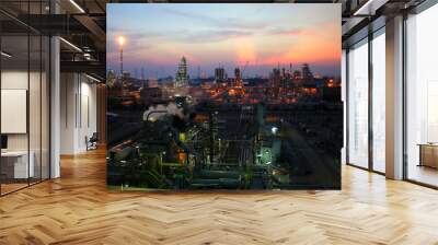 The light of a petrochemical factory that is normally produced on nights with full stars. Wall mural