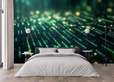 Vibrant Digital Binary Data Programming Code Background Wall mural