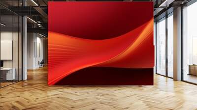 A dynamic abstract background with smooth red and orange wavy lines. Wall mural