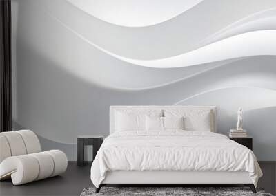 Elegant Waves: Abstract Vector Illustration of Soft, Luxurious Texture in White and Light Gray Tones Wall mural