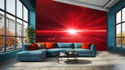 Red background with a bright red light shining on it. The light is creating a sense of movement and energy Wall mural