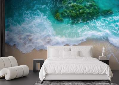 The ocean is calm and the water is blue Wall mural