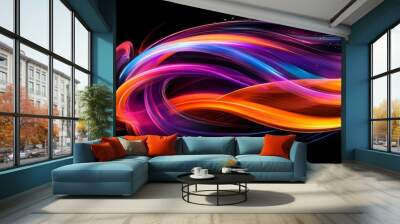 Abstract Colorful Swirls and Glowing Particles Wall mural