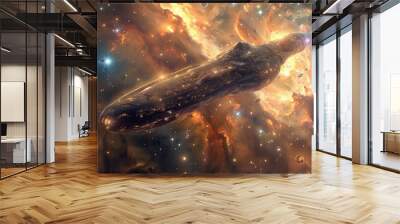 interstellar spaceship , spaceship illustration , space exploration art , cosmic art Wall mural