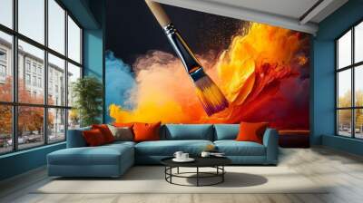 Paint Brush Explosion Abstract Art Background Wall mural