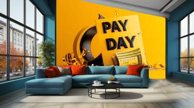 Payday Celebration with Money and Confetti Wall mural