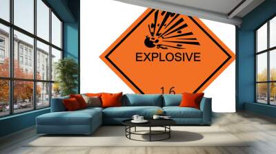 Explosive transport hazard sign and symbol Wall mural