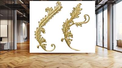 old antique gold frame for border isolated on white background Wall mural