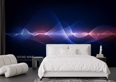 abstract blue digital equalizer, vector of sound wave pattern element Wall mural