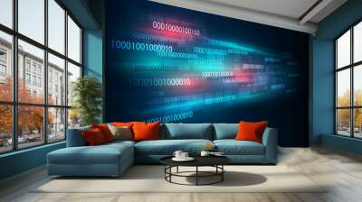 abstract digital binary matrix number technology futuristic concept background Wall mural