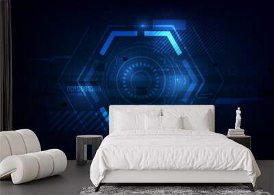 abstract hexagon pattern molecular sci fi scientific design tech innovation concept background Wall mural