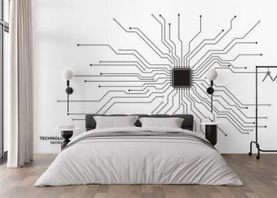 Circuit board. Technology background. Central Computer Processors CPU concept. Motherboard digital chip. Wall mural