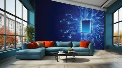 Circuit board. Technology background. Central Computer Processors CPU concept. Motherboard digital chip. Wall mural