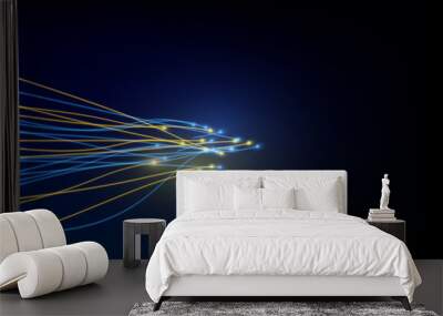 connection line on fiber optic networking telecommunication concept background Wall mural