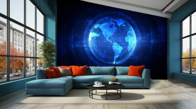 digital global simulation technology, satellite abstract background vector Wall mural