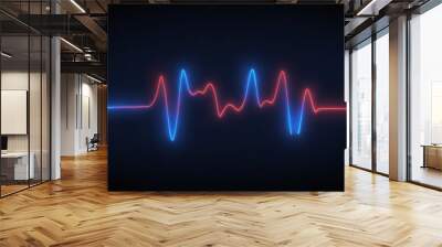 Digital illustration heartbeat line line made up two An artistic Wall mural