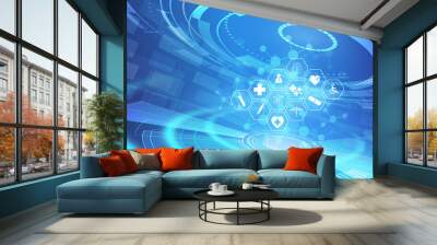 health care icon pattern medical innovation concept background design Wall mural