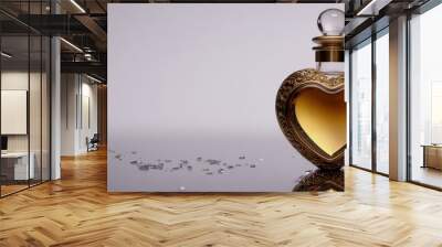 Heart-shaped crystal bottle filled with shimmering holographic p Wall mural