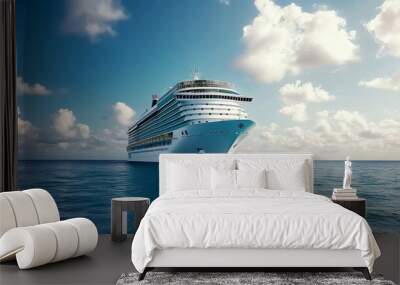 Large cruise ship sailing ocean is white multiple Liners Wall mural