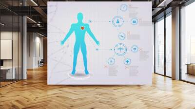 medical health care human body diagnostics template concept background clean design Wall mural