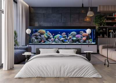 Modern living room large fish tank center is A aquarium Wall mural