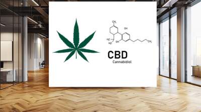 molecular structure medical  chemistry formula cannabis of the formula CBD,vector illustration Wall mural