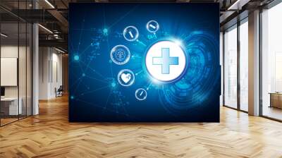 vector abstract tech health care innovation concept background Wall mural