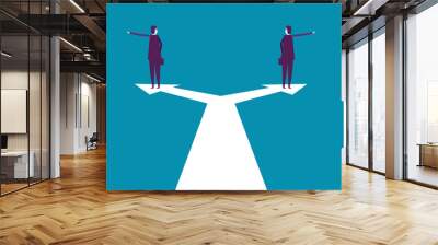 Business people choice and direction. Vector illustration business concept, Separation, Cartoon character. Wall mural