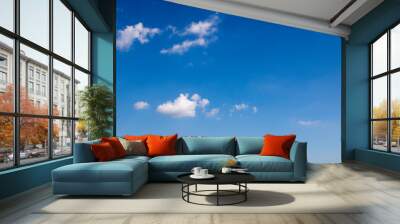 Clear blue sky with single cumulus cloud. (For abstract background uses) Wall mural