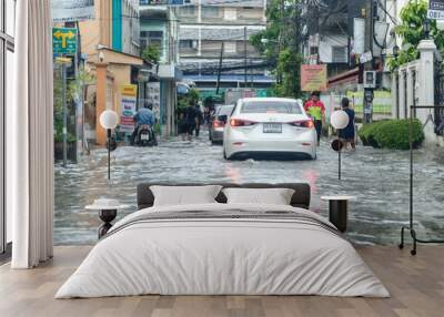 Heavy rains flood parts of Bangkok, more expected Wall mural