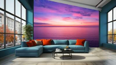 aerial view sunset sky, nature beautiful light sunset or sunrise over sea, colorful dramatic majesti Wall mural