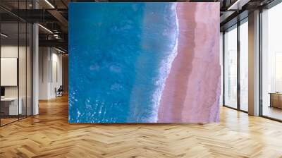 Amazing sand on beach in summer season sea background,Aerial view beach for travel background Wall mural