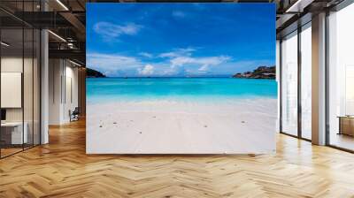 Beautiful beach and sand texture in sunny summer day background Wall mural