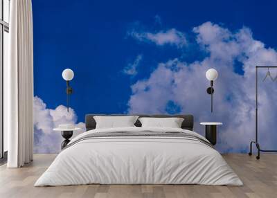 Blue sky white clouds in good weather day sunny sky background Wall mural