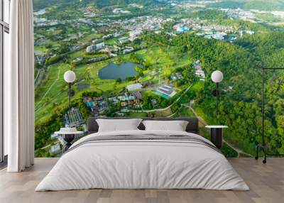 Drone High angle view fly over land at phuket island Thailand Wall mural