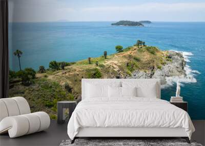 High angle view Beautiful Seashore in summer high season at Phuket island Thailand Wall mural