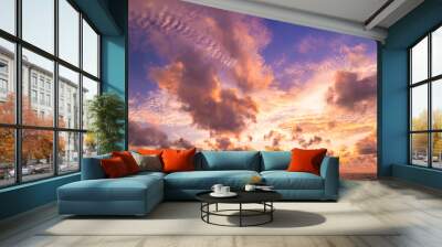 Landscape view colorful sunset or sunrise sky, Beautiful Light Sunset or sunrise over sea,Colorful clouds majestic scenery sunset Sky, Amazing clouds and waves in the ocean,Wonderful cloud background Wall mural