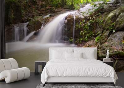 Small waterfall in the wild Long exposure image. Wall mural